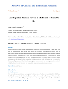 Case Report on Anorexia Nervosa in a Pakistani 14 Years Old Boy