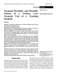 Neonatal Morbidity and Mortality Pattern in a Tertiary