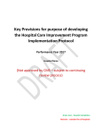 Key Provisions for purpose of developing the Hospital Care