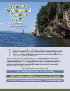 Vermont`s Environmental Common Agenda