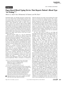 Paper-Based Blood Typing Device That Reports Patients Blood Type