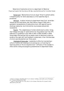 Reduction of medication errors in a department of Medicine