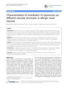 Characterisation of interleukin-10 expression on different vascular