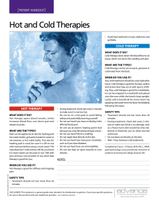 Hot and Cold Therapies - Munger Physical Therapy