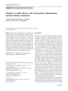 Platelets: versatile effector cells in hemostasis, inflammation, and the