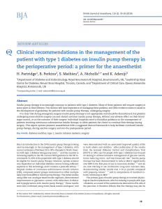 Clinical recommendations in the management of