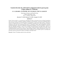 Genetic diversity for yield and its component traits in green gram