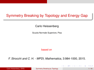 Symmetry Breaking by Topology and Energy Gap