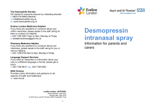 Desmopressin intranasal spray: Information for parents and carers