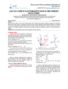 light as a form of electromagnetic wave in time harmonic fields