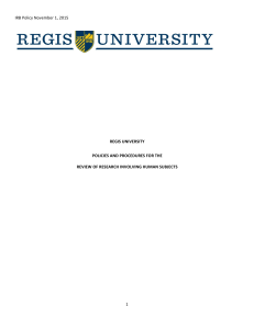 Regis University`s Policies and Procedures for the Review of