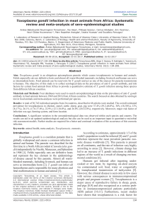 Toxoplasma gondii infection in meat animals from