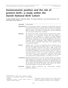 Socioeconomic position and the risk of preterm birth—a study within