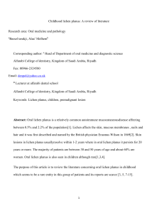 Childhood lichen planus: A review of literature Research area: Oral