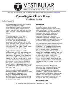Counseling for Chronic Illness - Vestibular Disorders Association