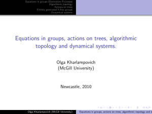 Equations in groups, actions on trees, algorithmic