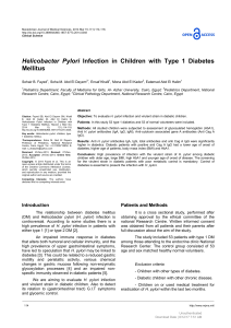 Helicobacter Pylori Infection in Children with Type 1 Diabetes Mellitus