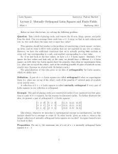 Mutually Orthogonal Latin Squares and Finite Fields