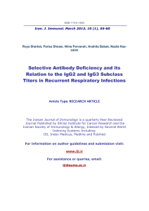 Selective Antibody Deficiency and its Relation to the IgG2 and IgG3