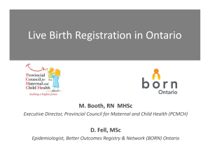 Live Birth Registration in Ontario