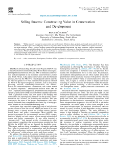 Selling Success: Constructing Value in Conservation and