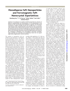 Monodisperse FePt Nanoparticles and Ferromagnetic FePt