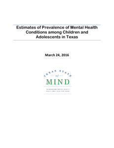 Estimates of Prevalence of Mental Health Conditions among