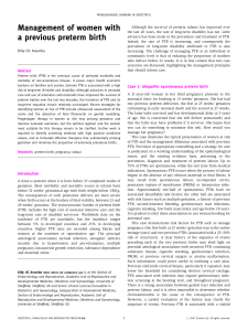 Management of women with a previous preterm birth