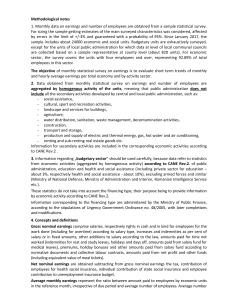 Methodological notes 1. Monthly data on earnings and number of