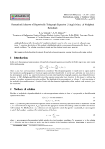 Numerical Solution of Hyperbolic Telegraph Equation Using Method