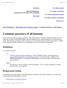 Common ancestors of all humans