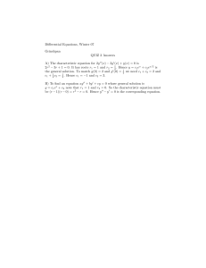 Differential Equations, Winter 07 Grinshpan QUIZ 3 Answers A) The