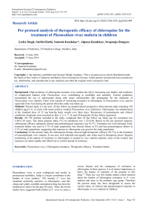 Per protocol analysis of therapeutic efficacy of chloroquine for the