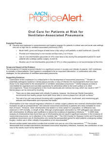 Oral Care for Patients at Risk for VAP, AACN Practice Alert
