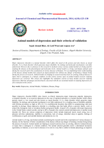 Animal models of depression and their criteria of validation