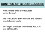 control of blood glucose - School