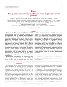 Review Prostaglandins in non-insectan invertebrates: recent