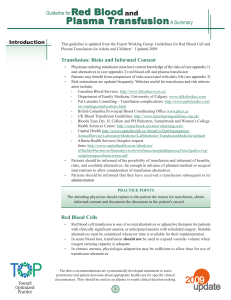 Red Blood Plasma Transfusion