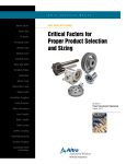 Critical Factors for Proper Product Selection and Sizing