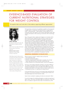 evidence-based evaluation of current nutritional strategies for weight