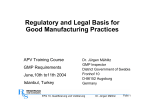 Regulatory and Legal Basis for Good Manufacturing Practices