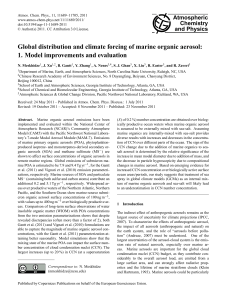 Global distribution and climate forcing of marine organic aerosol: 1