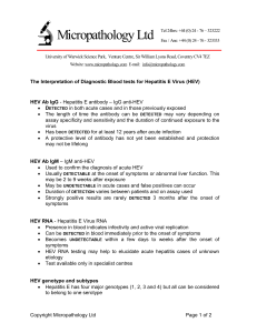 Interpretation of HEV Diagnostic Blood tests