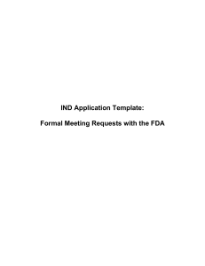 IND Meeting Requests with the FDA