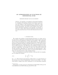 ON APPROXIMATION OF FUNCTIONS BY EXPONENTIAL SUMS 1
