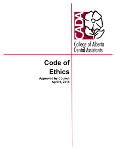 Code of Ethics - College of Alberta Dental Assistants