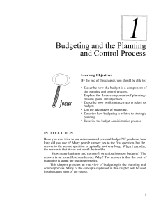 Budgeting and the Planning and Control Process