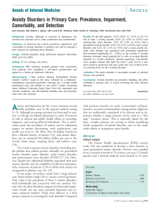 Anxiety Disorders in Primary Care: Prevalence, Impairment