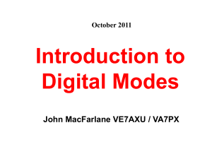 Introduction to Digital Modes John MacFarlane VE7AXU / VA7PX