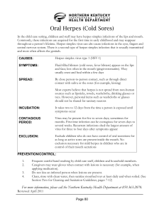 Oral Herpes (Cold Sores) - Northern Kentucky Health Department
